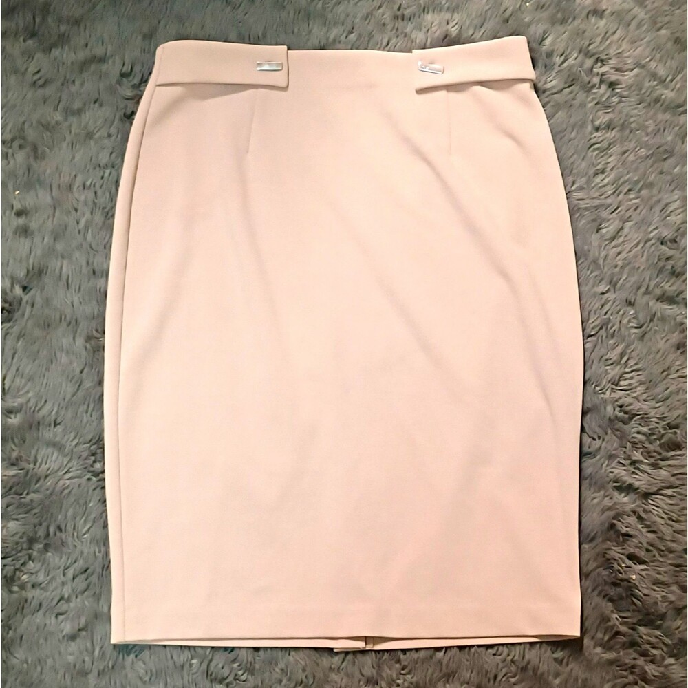 NYCC New York Clothing Co. Women's Beige Solid Knit Pencil Knee Skirt Size M